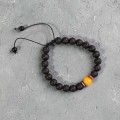bransoletka damska męska na sznurku czarna lawa wulkaniczna koraliki