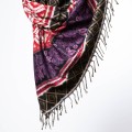 damski szal himalajski z wzorami etno i kwiatami fioletowy
