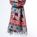 damski szal himalajski z Nepalu z wzorami etno w orientalnym stylu
