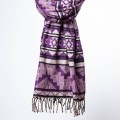 dlugi jesienny fioletowy sliwkowy damski szal szalik chusta we wzory na jesien na zime