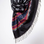 Szal ETHNO 89 czarny z niebieskim