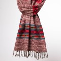 damski szal himalajski z wzorami etno w orientalnym stylu czekoladowo - wiśniowy
