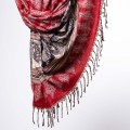 szal himalajski z orientalnym wzorem czerwony