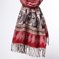 szal himalajski z orientalnym wzorem czerwony