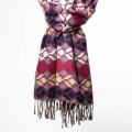 dlugi damski fioletowy sliwkowy szal szalik we wzory na jesien na zime