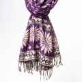 damski szal himalajski z wzorami etno w orientalnym stylu śliwkowy