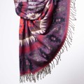 damski szal himalajski z wzorami etno śliwkowy