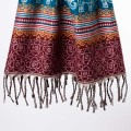 szal himalajski z Nepalu z wzorami etno czekoladowy