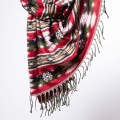 szal himalajski z Nepalu z wzorami etno czerwony