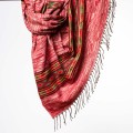 szal himalajski z Nepalu z wzorami etno w orientalnym stylu boho czerwony