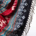 szal himalajski z Nepalu z wzorami etno w orientalnym stylu boho czarny