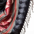 szal himalajski z Nepalu z wzorami etno w orientalnym stylu boho czarny