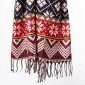 szal himalajski z wzorami etno czekoladowy wisniowy