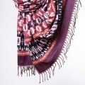 szal himalajski z graficznym wzorem etno wrzosowy