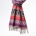 szal himalajski z motywem mandali w orientalnym stylu śliwkowy