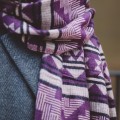 dlugi jesienny fioletowy sliwkowy damski szal szalik chusta we wzory na jesien na zime