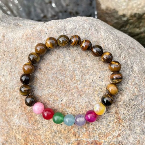 bransoletka boho koraliki tygrysie oko