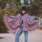 Szal ETHNO 28 śliwkowy