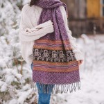 Szal ETHNO 29 śliwkowy