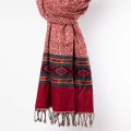szal himalajski z wzorami etno boho czerwony
