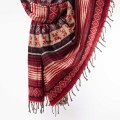 szal kocyk z wzorami etno boho czekoladowy wisniowy