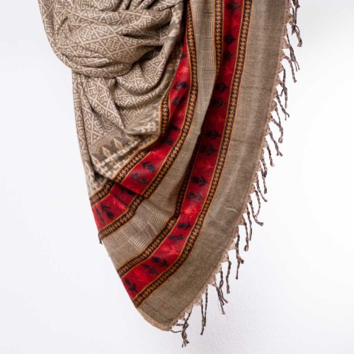 szal koc z wzorami etno boho taupe