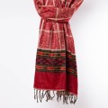 szal z wzorami etno boho krata czerwony