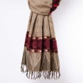 szal z wzorami etno boho khaki oliwkowy
