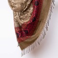 dlugi damski oliwkowy khaki szal szalik chusta indyjska we wzory boho na jesien na zime