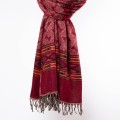 szal z wzorami etno boho wisniowy burgundowy