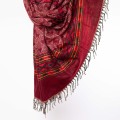 szal z wzorami etno boho wisniowy burgundowy