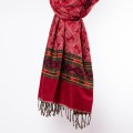 dlugi damski czerwony jesienny zimowy szal szalik we wzory boho