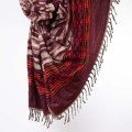 szal z wzorami etno boho czekoladowy wisniowy