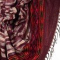 szal z wzorami etno boho czekoladowy wisniowy