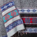 szal koc z wzorami etno boho czarny szary melanz