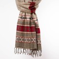 szal z wzorami etno boho khaki jasny