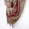 szal z wzorami etno boho khaki jasny