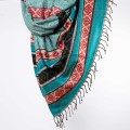 szal z wzorami etno boho turkusowy