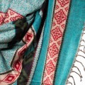 szal z wzorami etno boho turkusowy