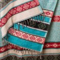 szal z wzorami etno boho turkusowy