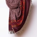 szal kocyk himalajski z wzorami etno boho burgundowy