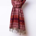 szal koc etno boho z wzorami burgundowy wisniowy