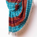 dlugi damski turkusowy morski zielony szal szalik chusta we wzory boho na jesien na zime