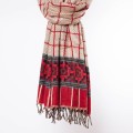 szal koc himalajski w krate z wzorami etno boho czerwony