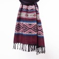 szal etno boho z wzorami czarny burgundowy wisniowy