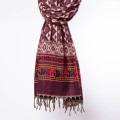szal koc himalajski z wzorami etno boho burgundowy