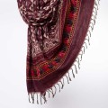 szal koc himalajski z wzorami etno boho burgundowy