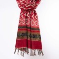 szal koc himalajski z wzorami etno boho czerwony