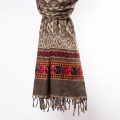 szal koc z wzorami etno boho khaki ciemny