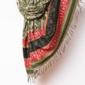 dlugi damski zimowy jesienny szal szalik chusta zielony we wzory etno boho